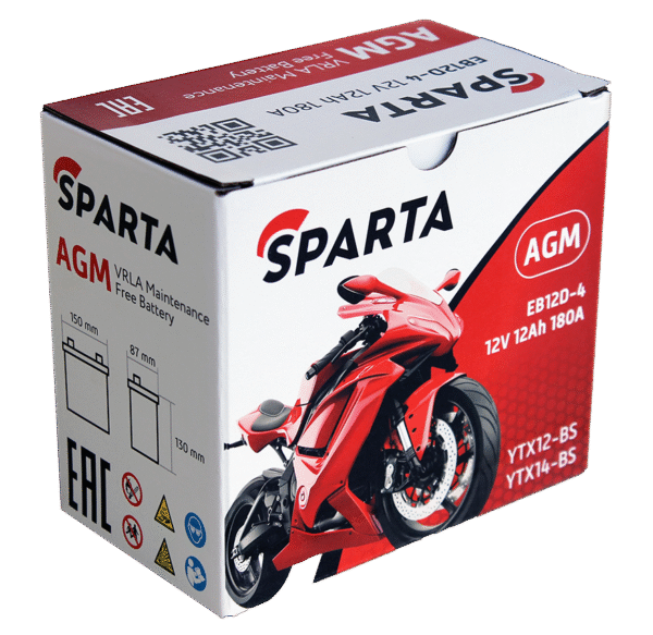 Аккумулятор SPARTA EB12D-4 (12 а/ч), YTX12-BS, YTX14-BS