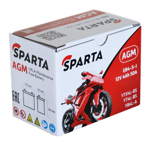 Аккумулятор SPARTA EB4-3-I (4 а/ч), YTX4L-BS, YT4L-BS, YB4L-A