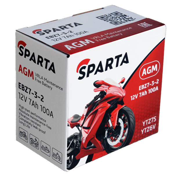 Аккумулятор SPARTA EBZ7-3-2 (7 а/ч), YTZ7S, YTZ6V